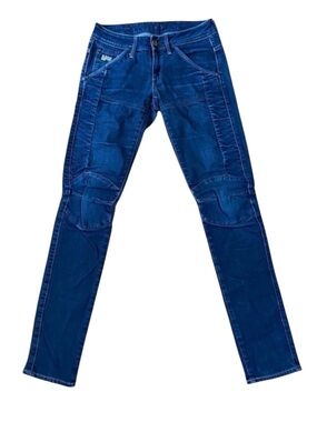 G-STAR RAW Elva 3D Slim Tapered Moto Jeans Dark Blue Stretch Denim W26